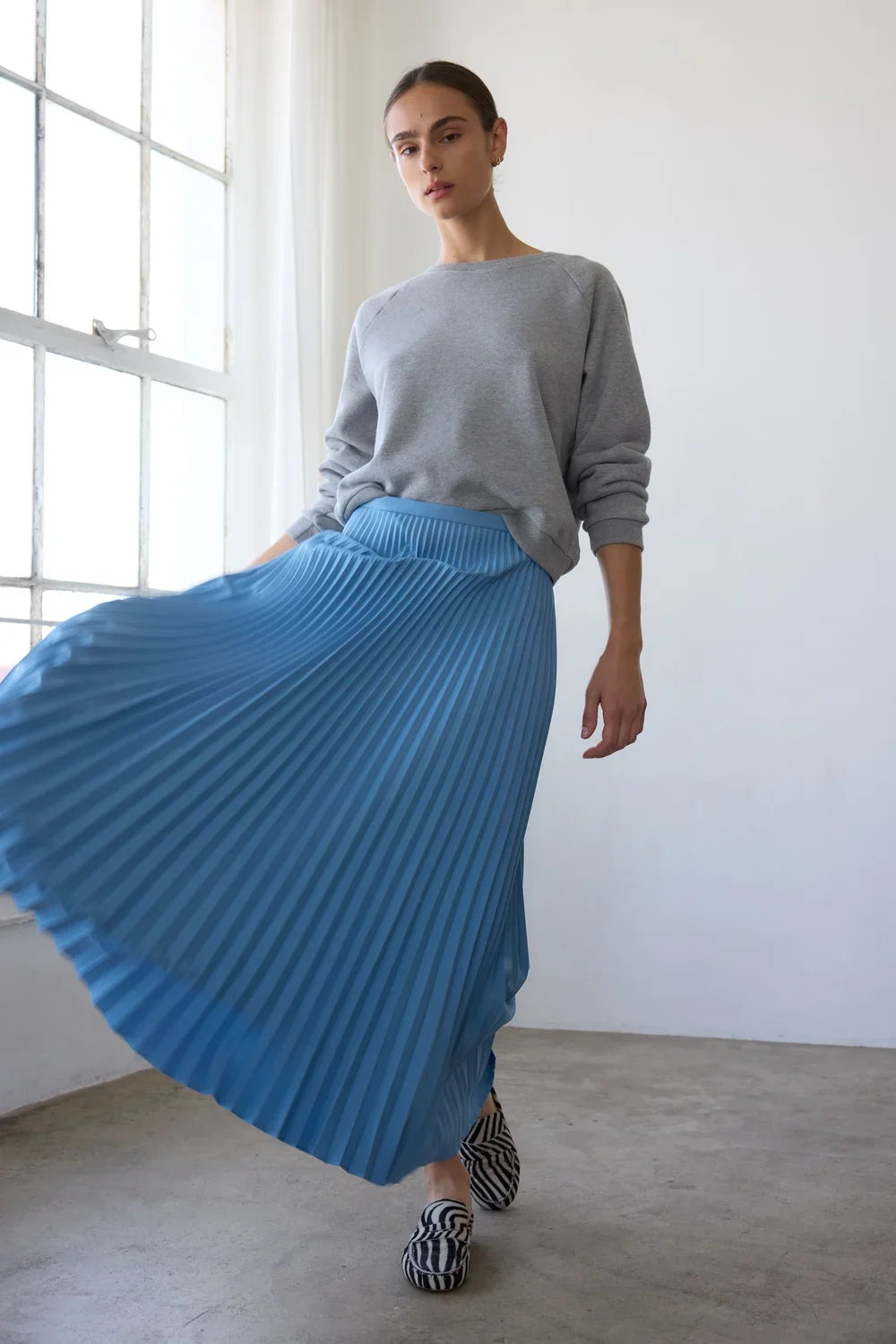 The Accordion Skirt in Baby Blue
