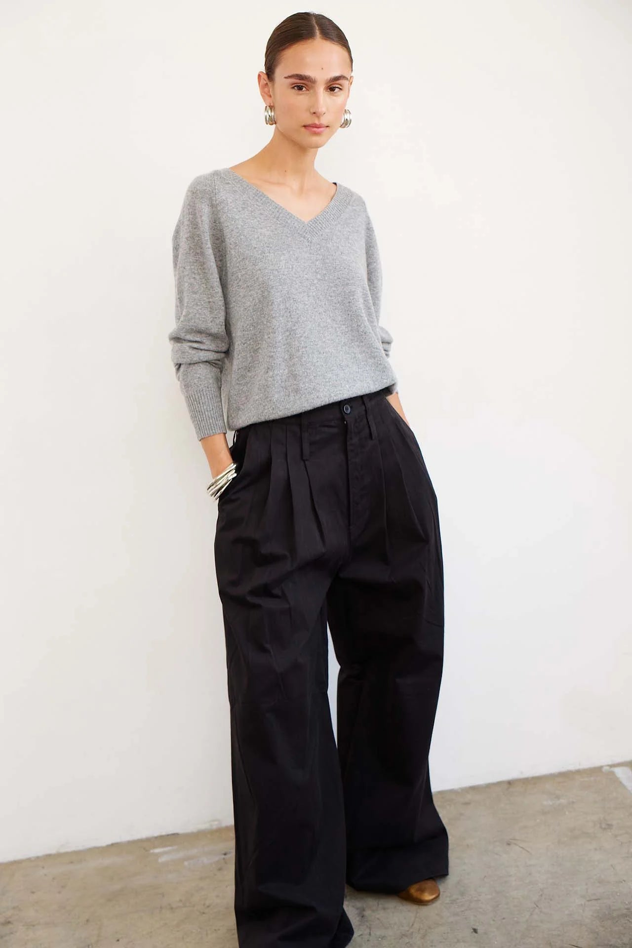 The Triple Pleat Pant in Black