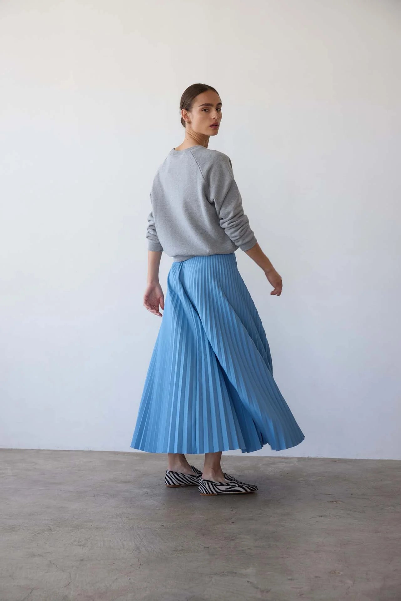 The Accordion Skirt in Baby Blue