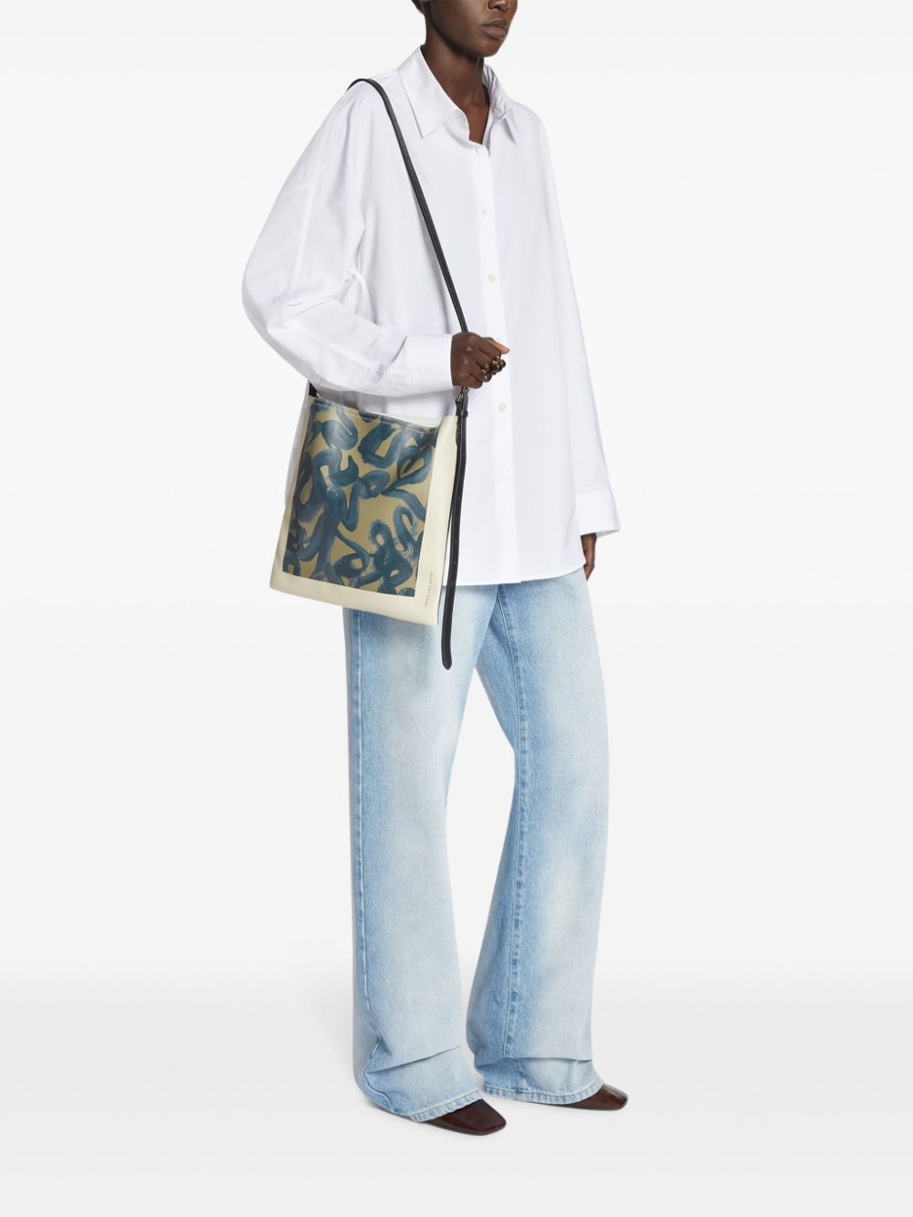 DRIES VAN NOTEN abstract-print leather shoulder bag