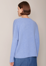 Wide Cashmere Pullover in Cornflower