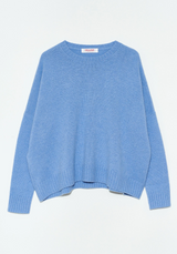 Wide Cashmere Pullover in Cornflower
