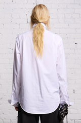 High Collar Button-up in White