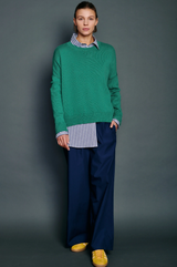 Cotton Wide Pullover in Green