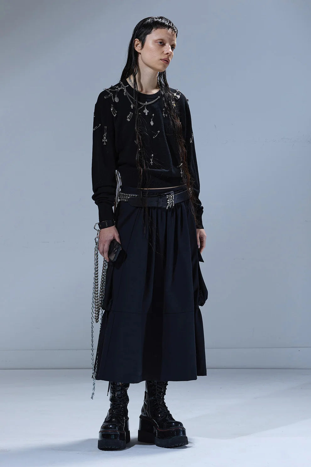 GATHERED CARGO SKIRT